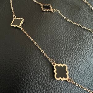 Minimalist Black & Gold Tone layering necklace chain